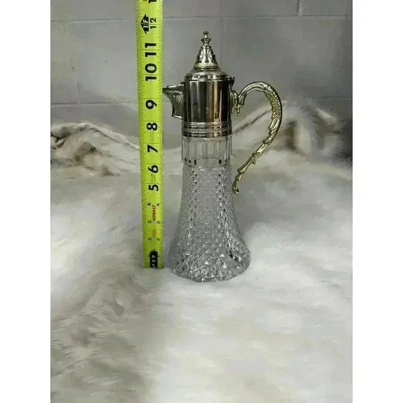 Vintage Leonard Italy Crystal and Silver Plated Wine Claret/Decanter - Picture 10 of 15